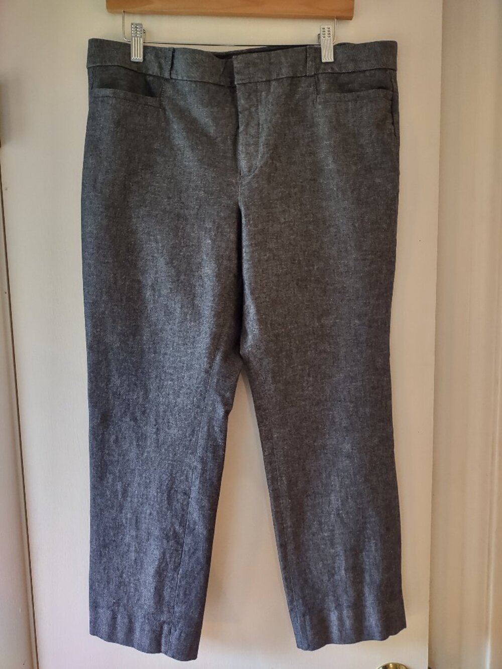 Banana Republic Women's Size 14 Gray Charcoal Ankle Pants Trousers Straight Leg